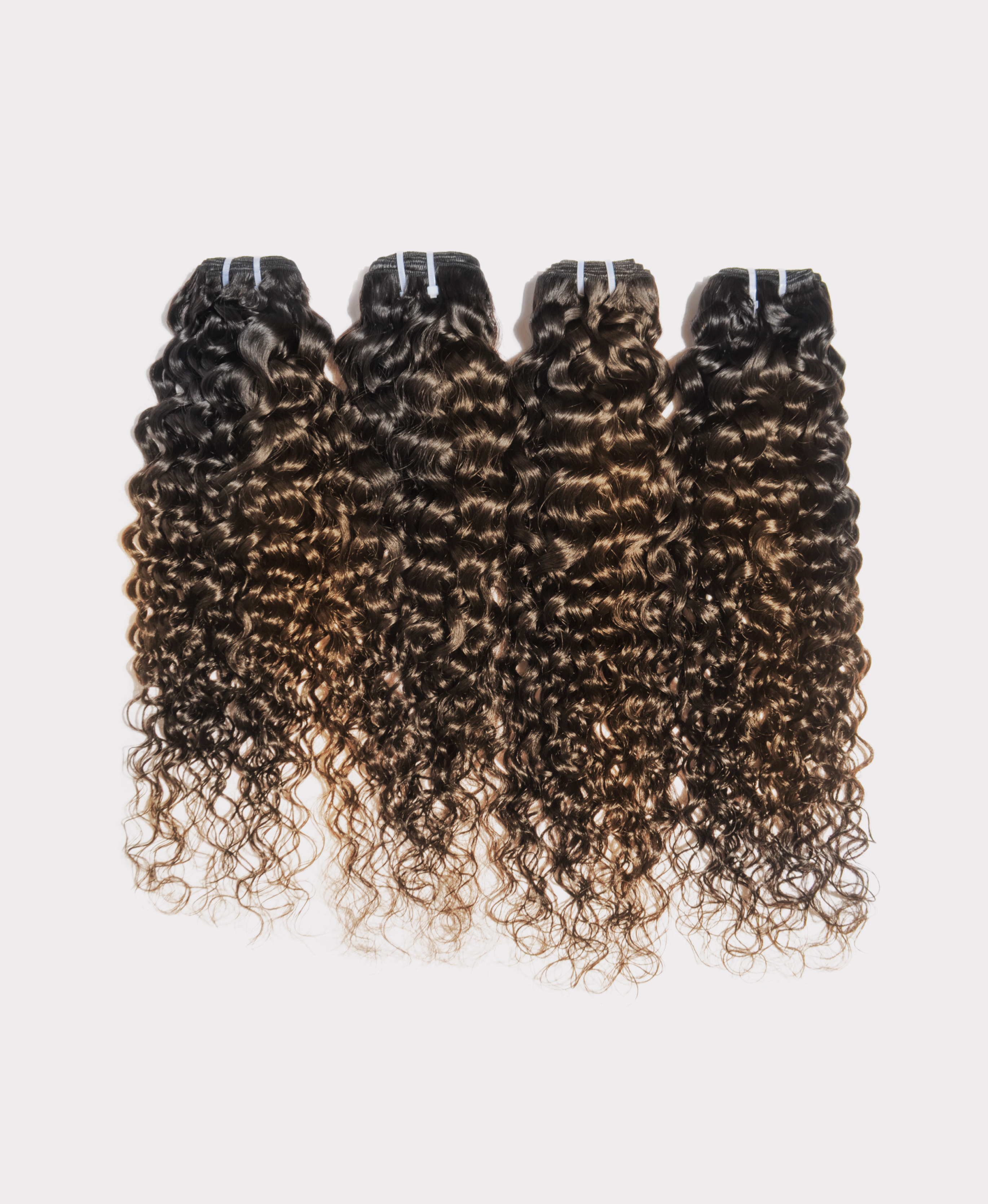 Black curly hair extensions with highlights