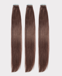 Long straight hair extensions matching the Hot toffee color