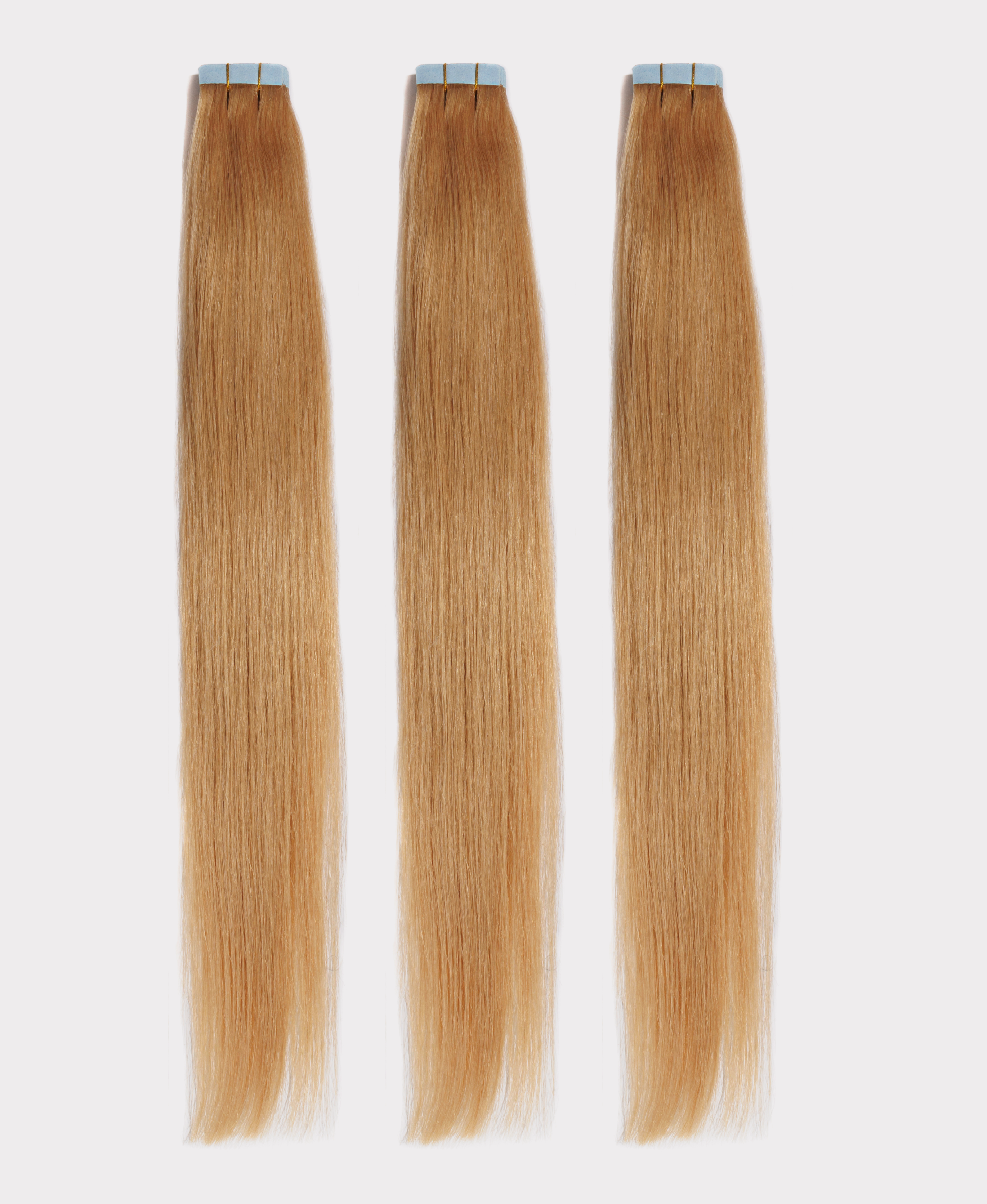 Long straight hair extensions matching the Champagne color