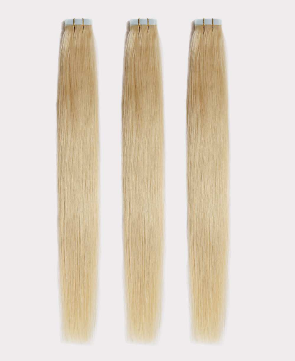 Long straight hair extensions matching the Light blonde color