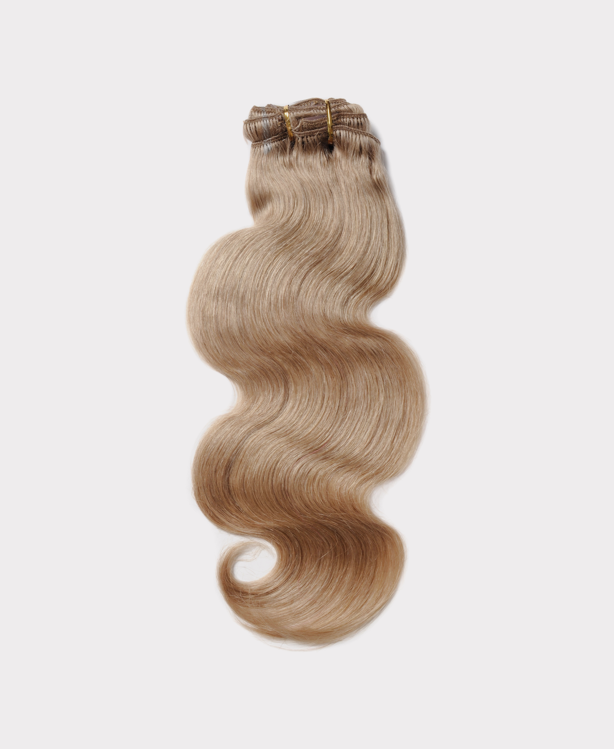 Long wavy hair extensions matching the Ash blonde color